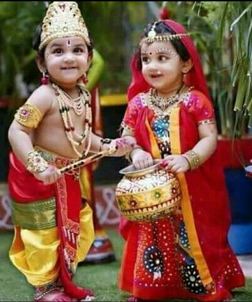 Little radha and Krishna ... Look them they look really like ...
