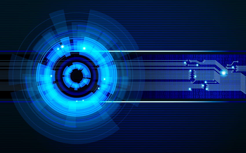círculo patrón digital luz azul neón diseño abstracto fondo de pantalla