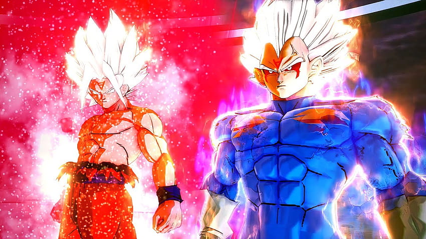 Vegeta & Goku, gold eyes, goku, dbz, dragonball z, duo, moon, spiky hair,  dragonball, HD wallpaper