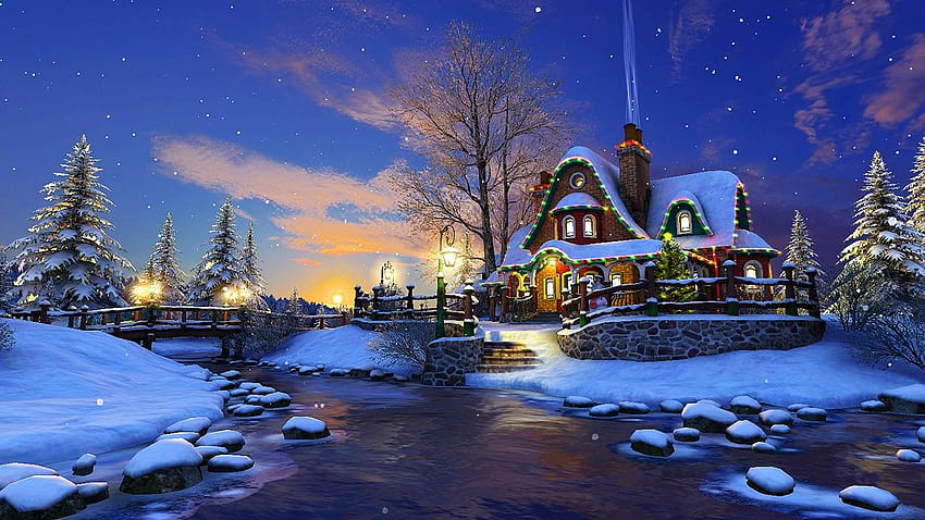 White Christmas 3D Screensaver & Live, noel köyü gecesi HD duvar kağıdı