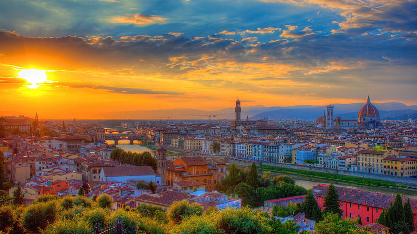Piazzale Michelangelo Plaza In Florence Italy Sunset Landscape : 13 HD wallpaper
