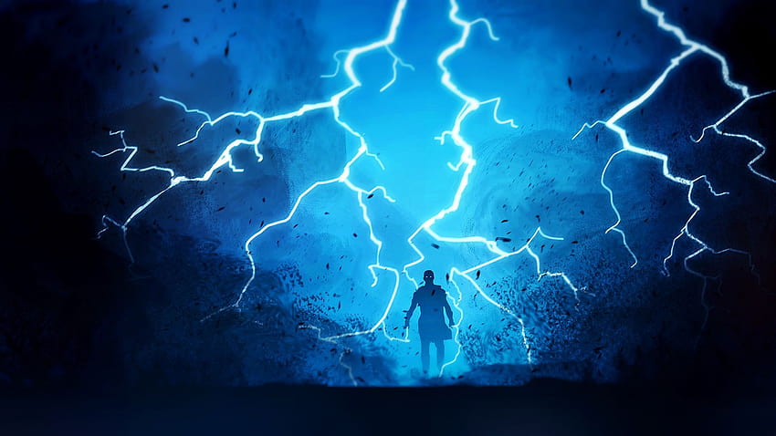 Blue Anime Aesthetic Lightning, pastel lightning HD wallpaper