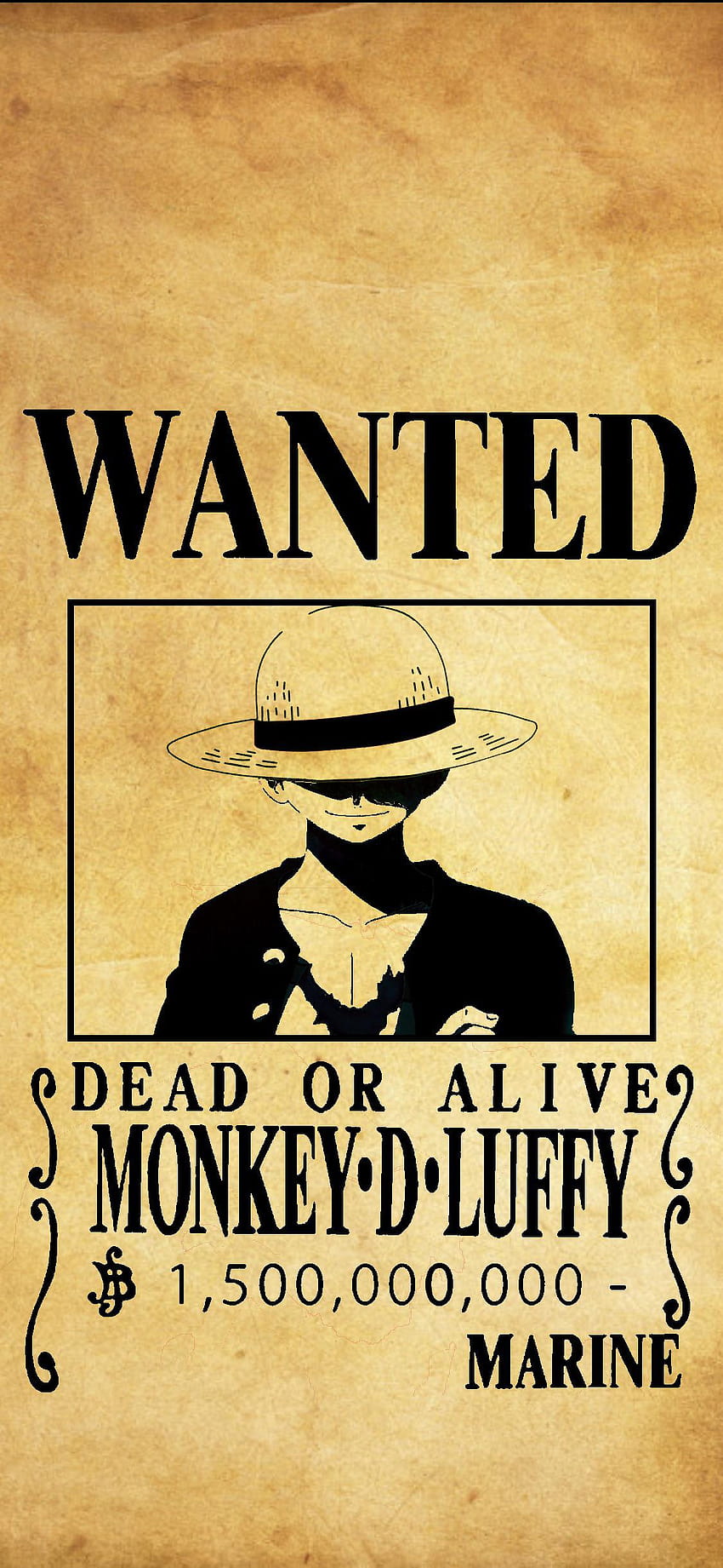 โปสเตอร์ One Piece Wanted โปสเตอร์หาของ Monkey d Luffy วอลล์เปเปอร์โทรศัพท์ HD