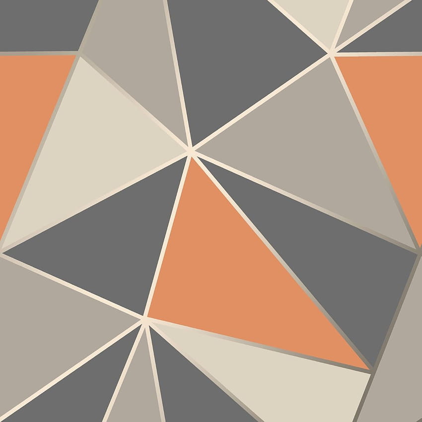 Apex Geometric Burnt Orange and Grey Fine Decor FD42002, orange geometric HD phone wallpaper