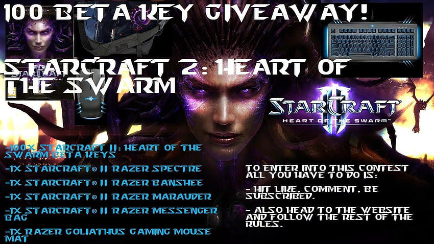 100 clés bêta + Razer Gear Giveaway : StarCraft 2 : Heart of the, Swarm Razer Fond d'écran HD