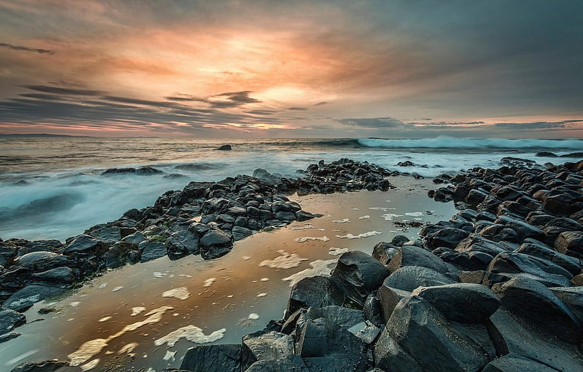 coast, Irlandia Utara, Giant's Causeway for, pantai irlandia utara Wallpaper HD