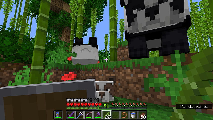Acabei de criar meu primeiro panda no meu mundo de sobrevivência e esse menino apareceu. Alguém pode me dizer o quão raro é: Minecraft papel de parede HD