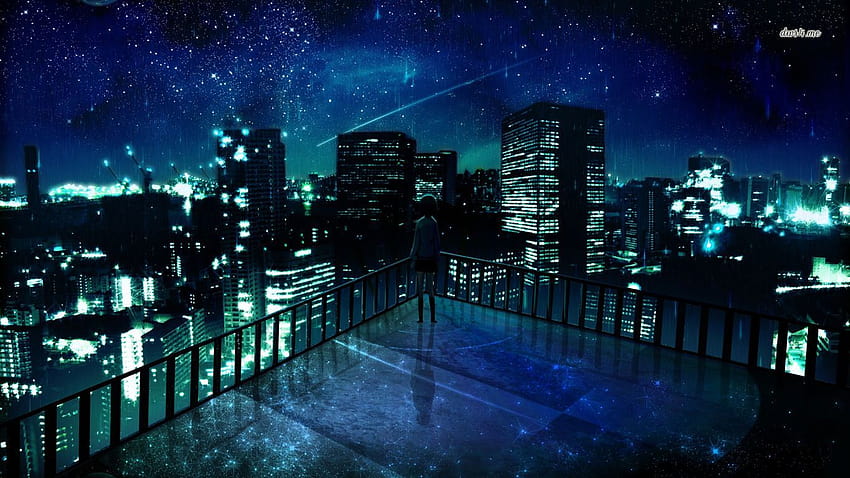 Spätestens, City Anime Sunset Tower HD-Hintergrundbild