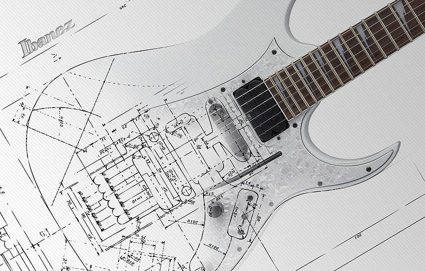 NS_4019] Електрическа китара План Диаграма Чертеж Музика Схематично окабеляване HD тапет
