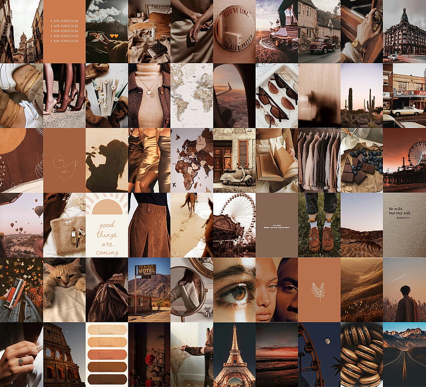 Chocolate Brown Wall Collage Kit digital Braune, braune Collage HD-Hintergrundbild