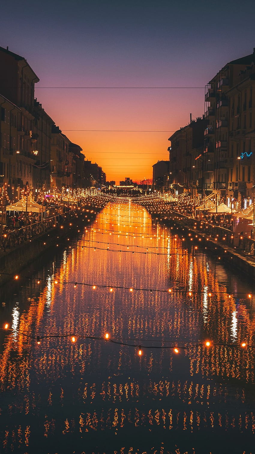 Milan italy river evening city, italy phone HD phone wallpaper
