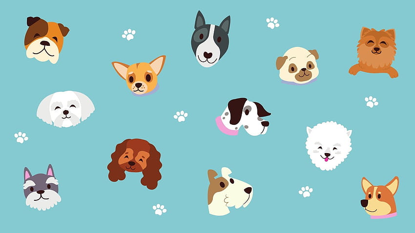 Perros turquesas y huellas de patas s virtuales con zoom lindo, perros lindos 2022 fondo de pantalla