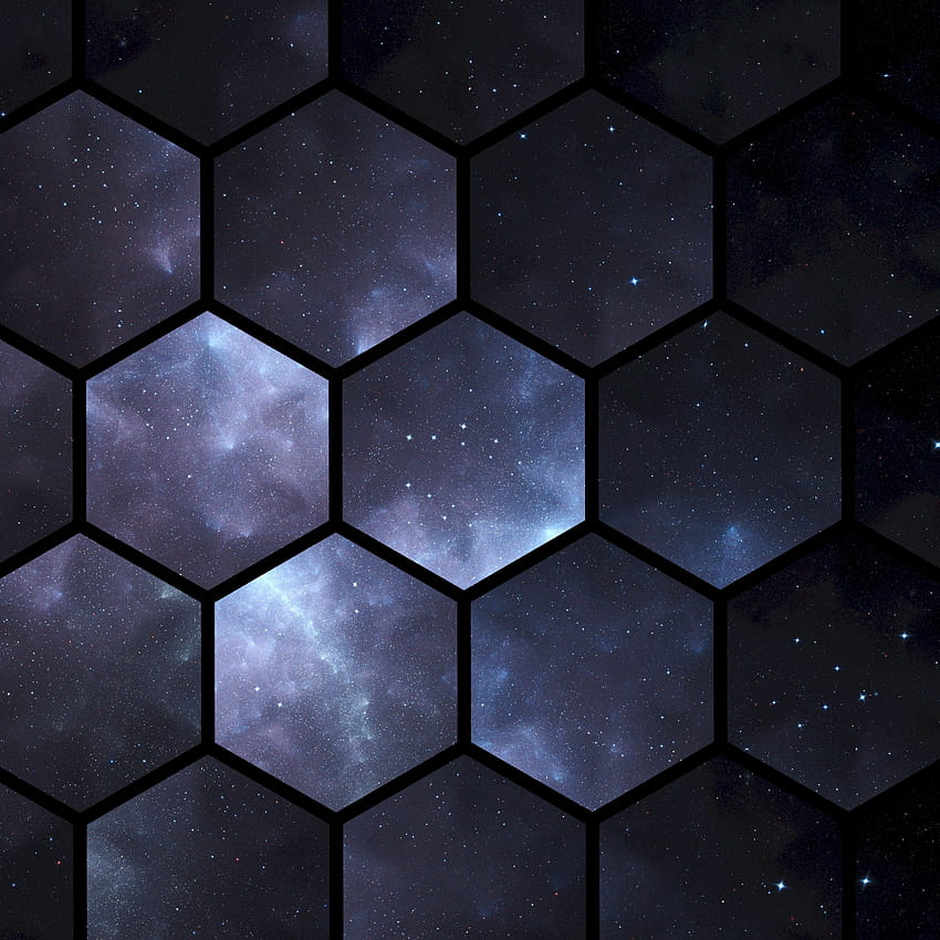 3000x3000 Stars, Galaxy, Hexagon Pattern HD phone wallpaper