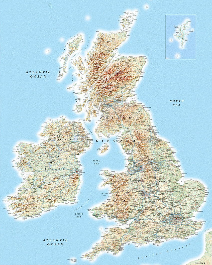 Карта на Великобритания, карта на Англия HD тапет за телефон