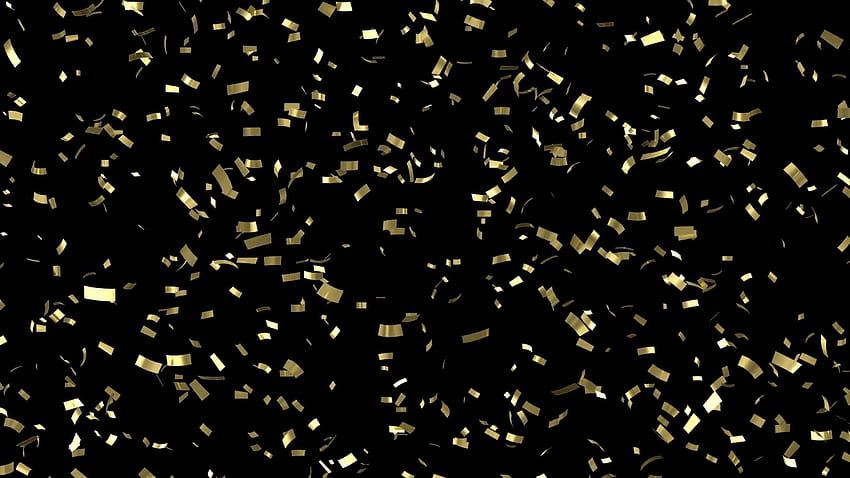 Caída de confeti dorado sobre negro. Bucle sin costuras HQ, hq fondo de pantalla