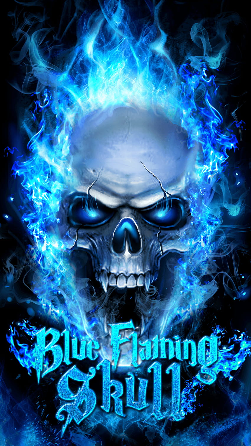Blue Fire Skull, skull android HD phone wallpaper