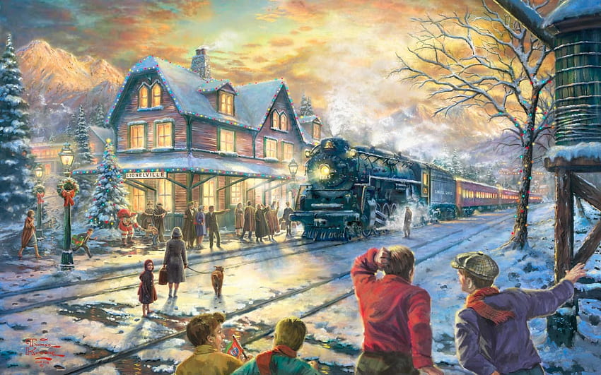 All Aboard for Christmas Thomas Kinkade 크리스마스, 소박한 크리스마스 HD 월페이퍼 | Pxfuel