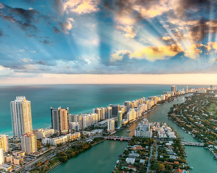 Фонове на Маями през 2019 г., градски пейзаж в центъра на Маями във Флорида HD тапет