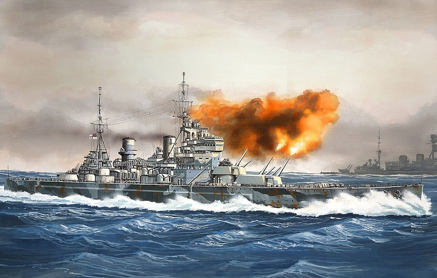 kapal, seni, Angkatan Laut, militer, kapal perang, Inggris, kapal perang, WW2, HMS, Prince of Wales , bagian оружие, kapal perang ww2 Wallpaper HD