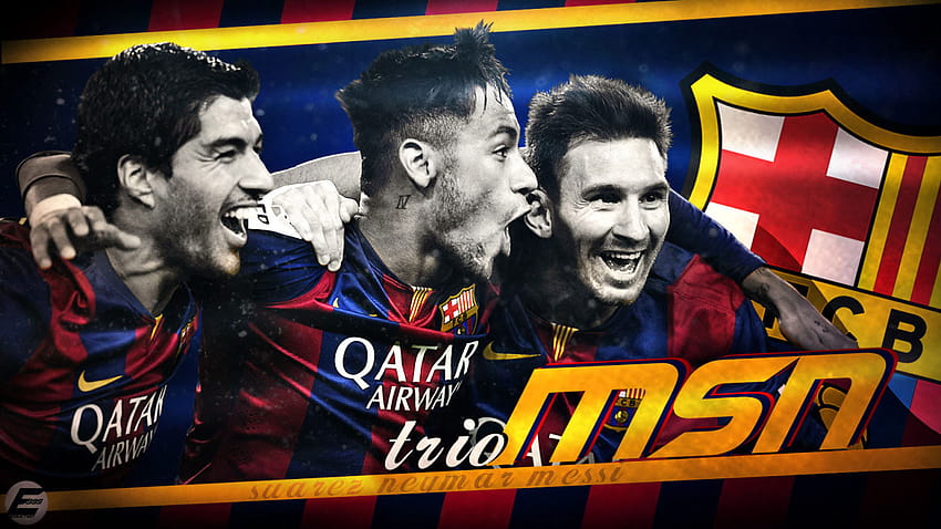 Messi, Suarez, Neymar in a FC Barcelona MSN HD wallpaper