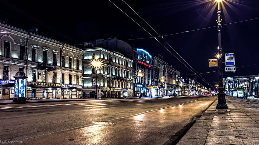 St. Petersburg Russia Roads Street night time 5163x2903 HD wallpaper