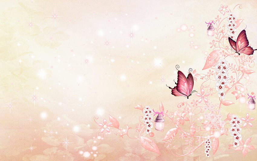 素晴らしいピンクの背景、ピンクの蝶 高画質の壁紙