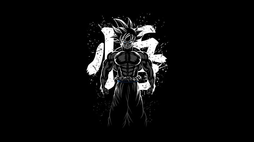 Goku Musculoso , Dragon Ball Z, AMOLED, Minimalistyczny, Czarne tło, Czarny/Ciemny, smocza czerń Tapeta HD