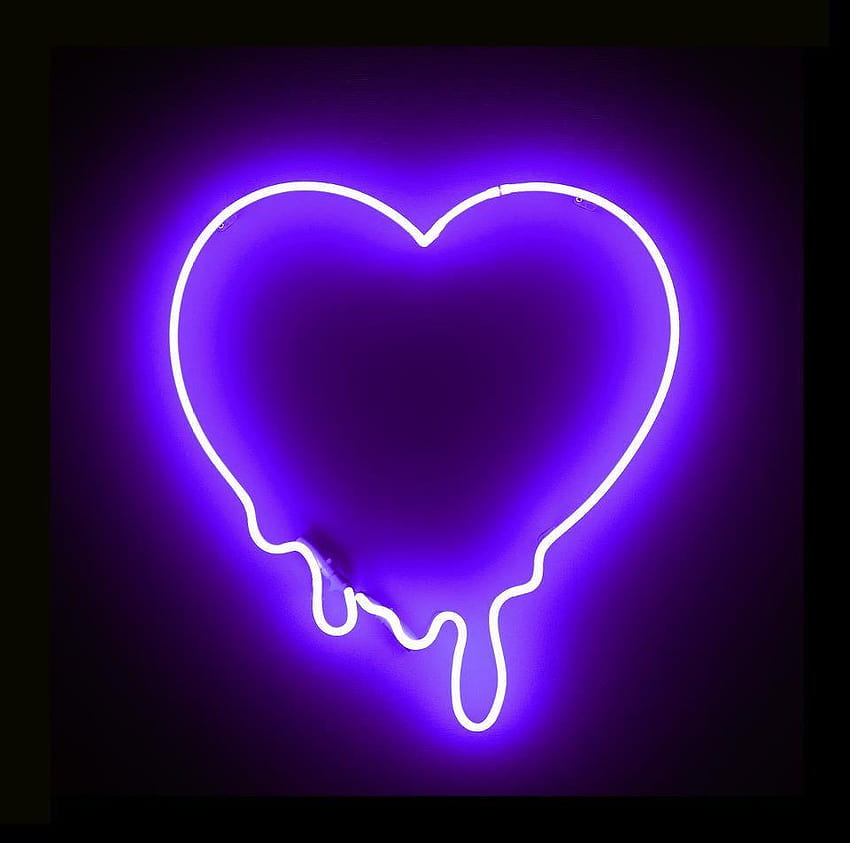 coeur fluo, logo violet fluo Fond d'écran HD