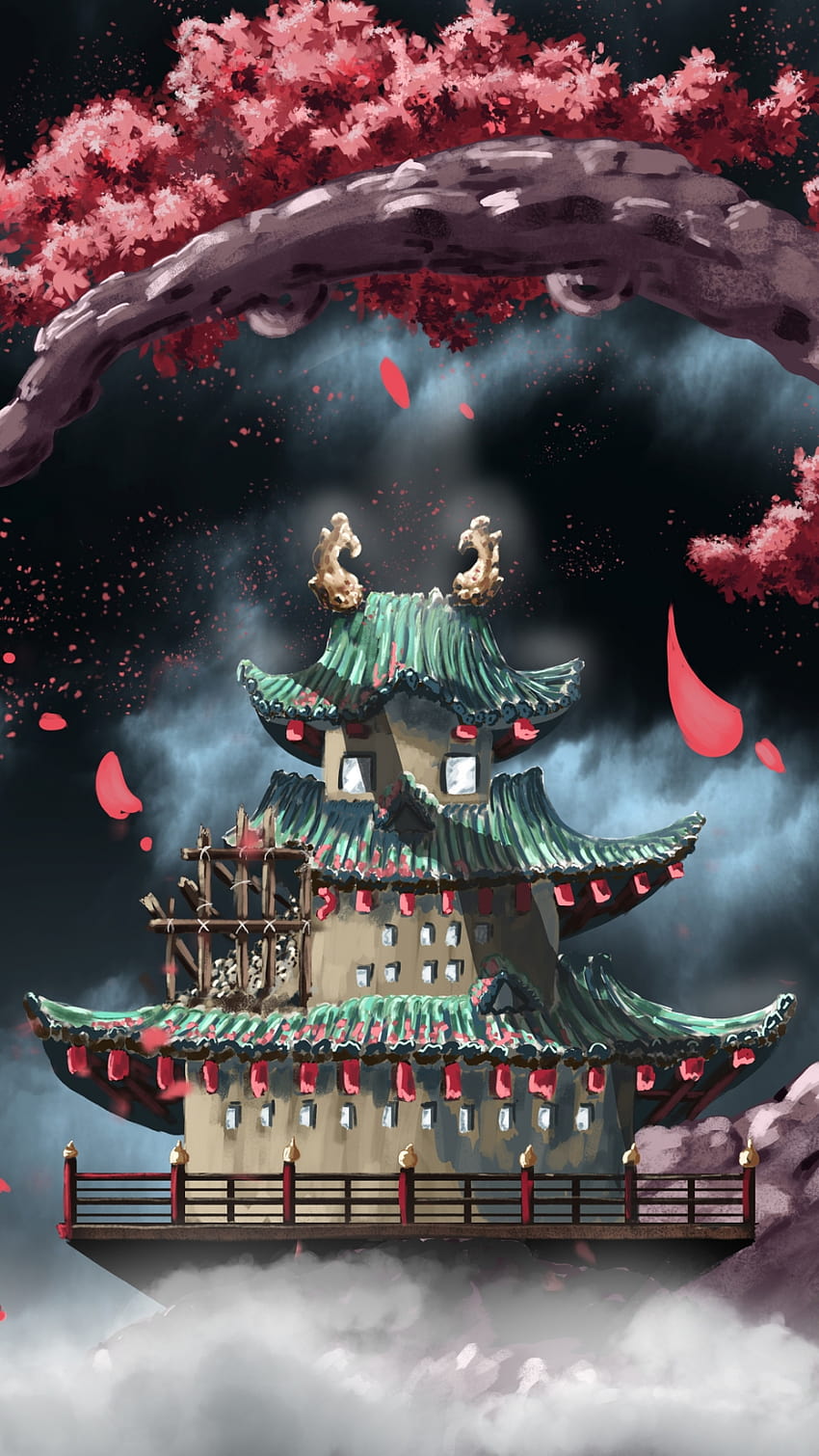 Wano Temple Anime One Piece, one piece scenery HD phone wallpaper