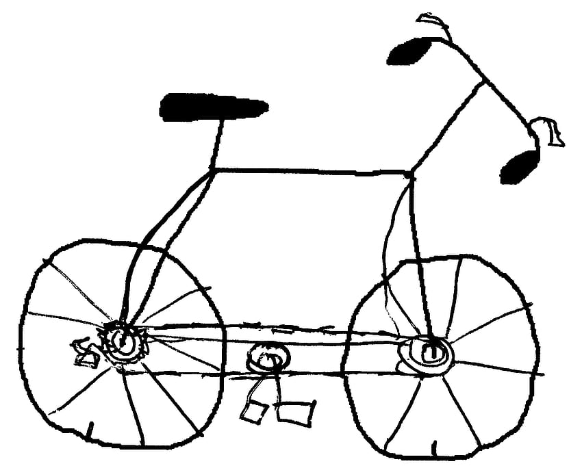 Desenho de bicicleta, lápis, esboço, colorido, arte realista, desenho de bicicleta papel de parede HD