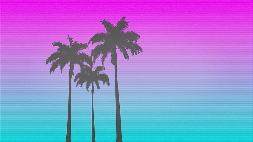 Styl retro, lata 80., palmy / i mobilne tła, fioletowe palmy Tapeta HD