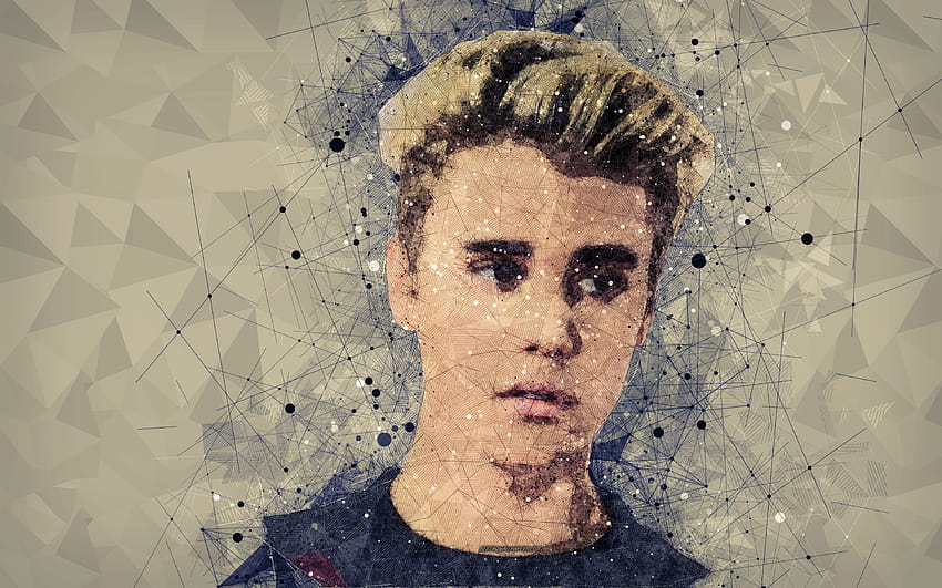Justin Bieber, Face, Creative Portrait, Geometric, justin bieber cartoon HD wallpaper