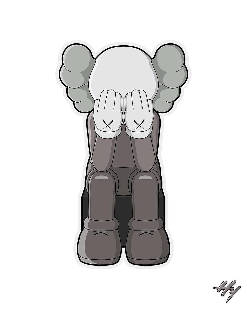 Download Kaws Black And White Holding A Shirt Wallpaper | Wallpapers.com
