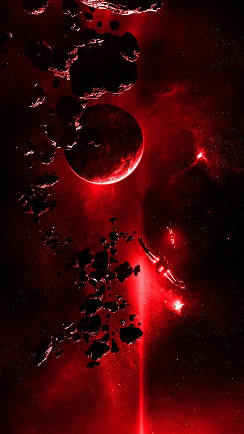 Luz roja desde el espacio iPhone 8, universo rojo fondo de pantalla del teléfono