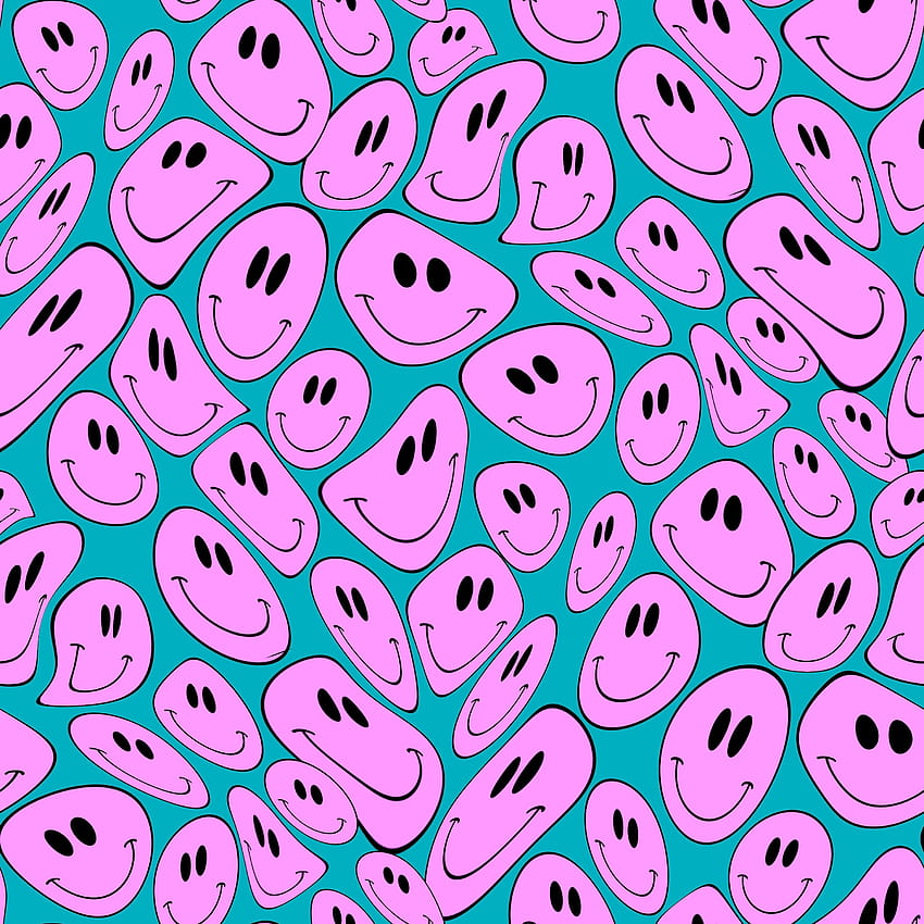 Smiley Face Seamless Repeat Pattern Commercial Use OK, aesthetic smiley faces droop HD phone wallpaper