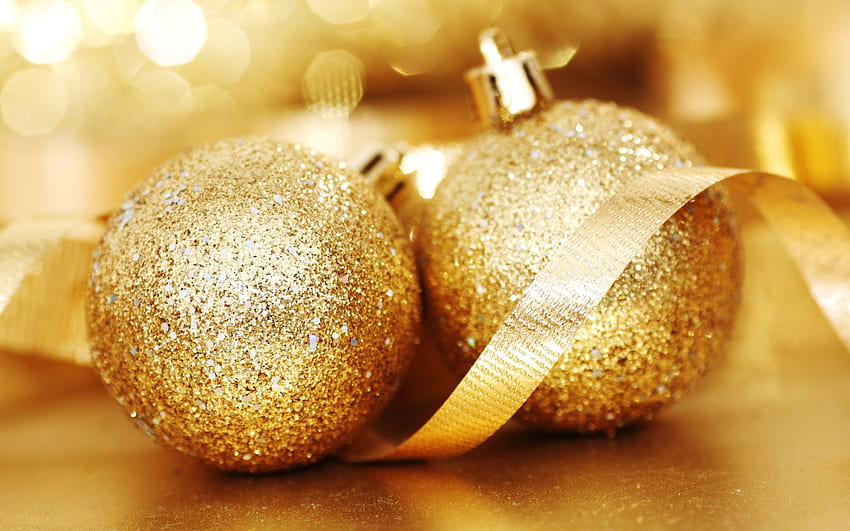 Decoraciones para árboles de Navidad: adornos navideños y bolas de Navidad 1920x1200 15, bolas de Navidad doradas fondo de pantalla