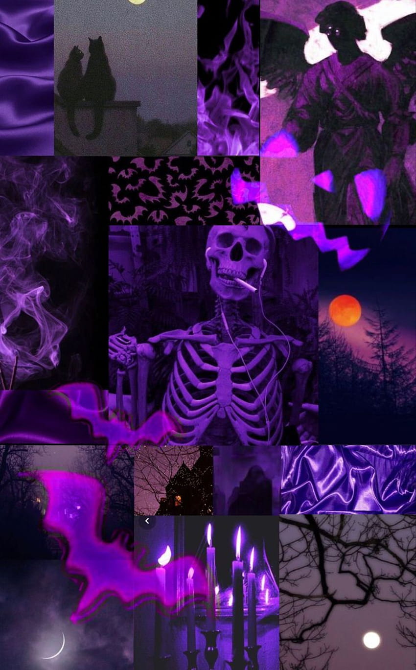 Premium Photo  Halloween background of three skeletons on a purple  background