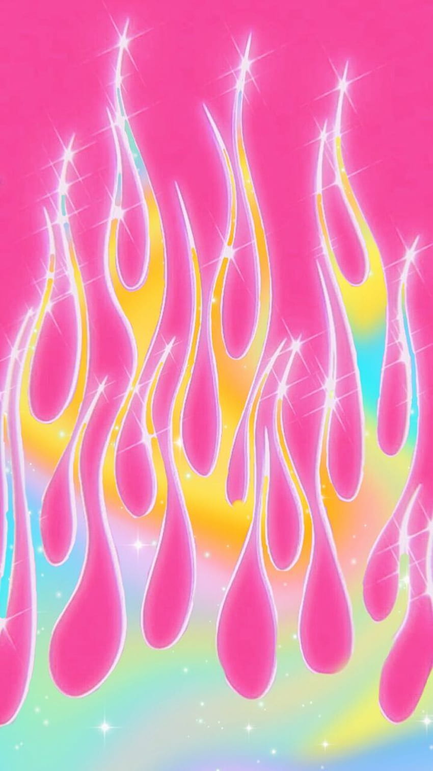Glitzerflamme, rosa Flammenästhetik HD-Handy-Hintergrundbild