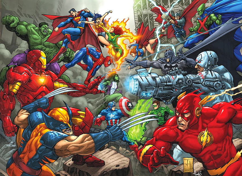 Marvel vs DC Universe, marvel i logo dc Tapeta HD