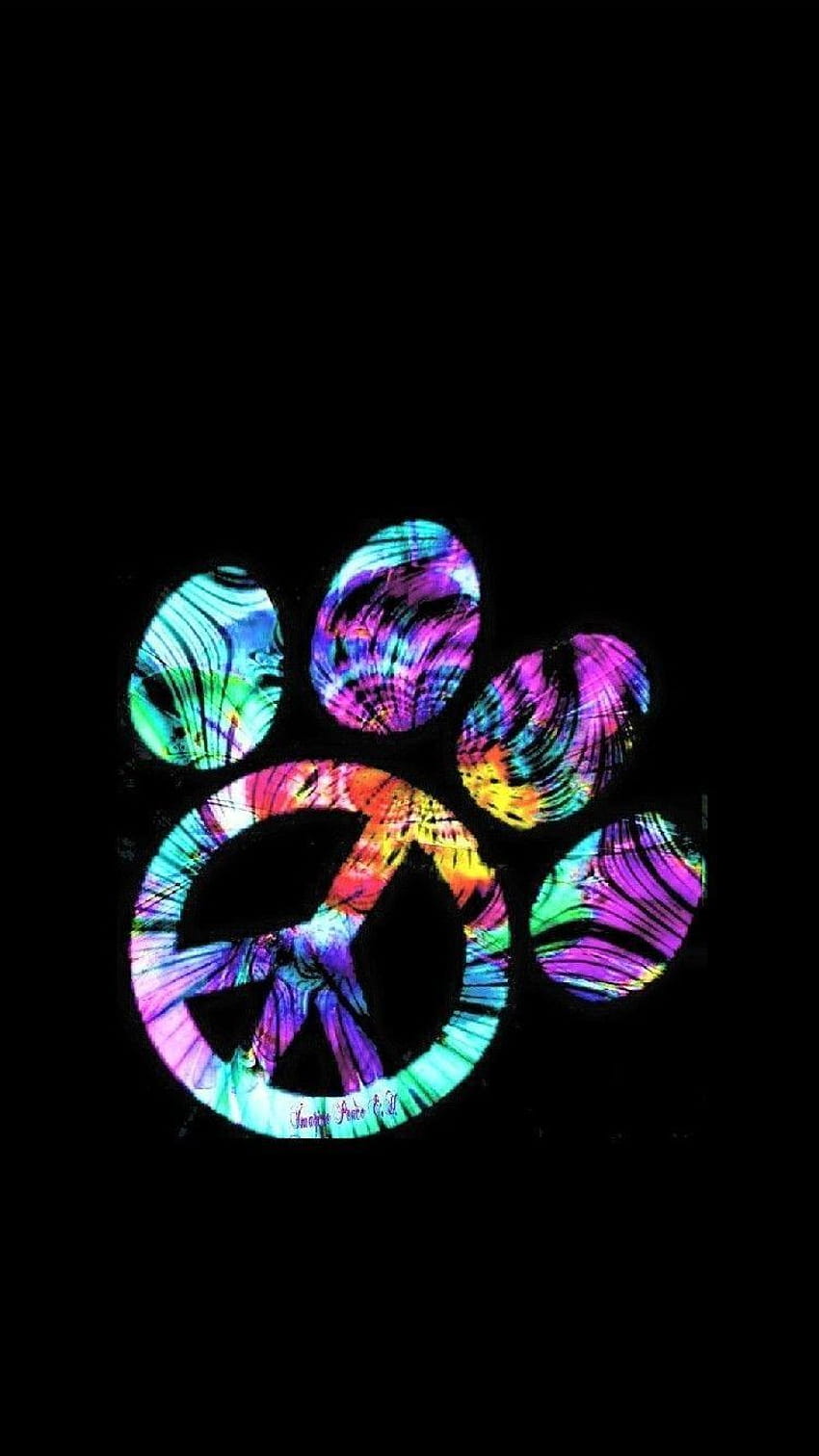 Tie dye paw print, neon panda HD phone wallpaper