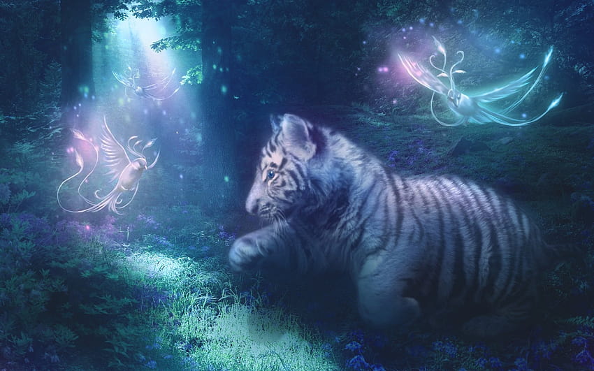 Fantasy Tygrys zwierzęcy drapieżnik sztuka artystyczna, Tygrys kosmiczny Tapeta HD
