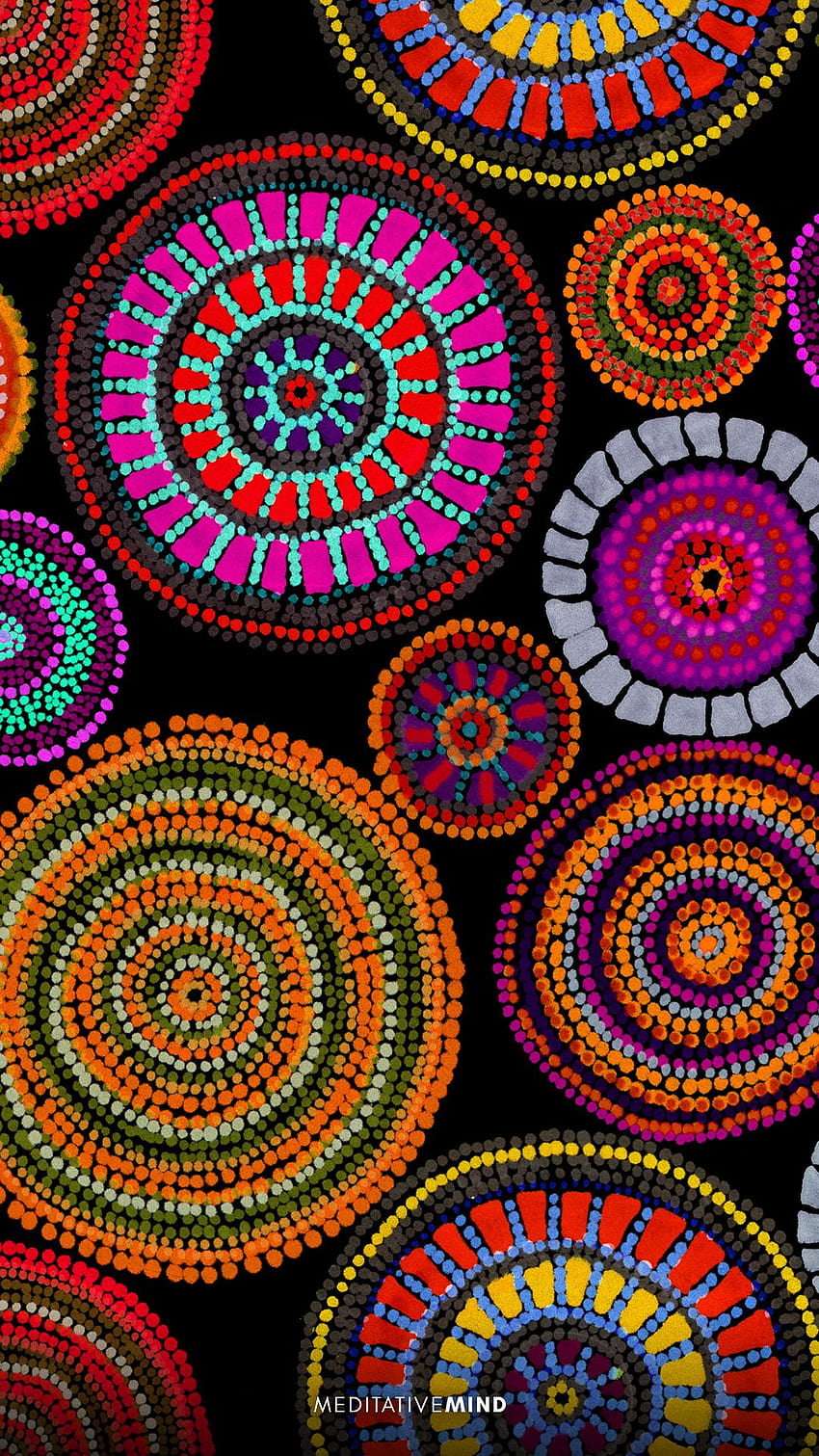 11 の驚くほど美しいアボリジニのドット アート + 土着のアボリジニの絵画 HD電話の壁紙