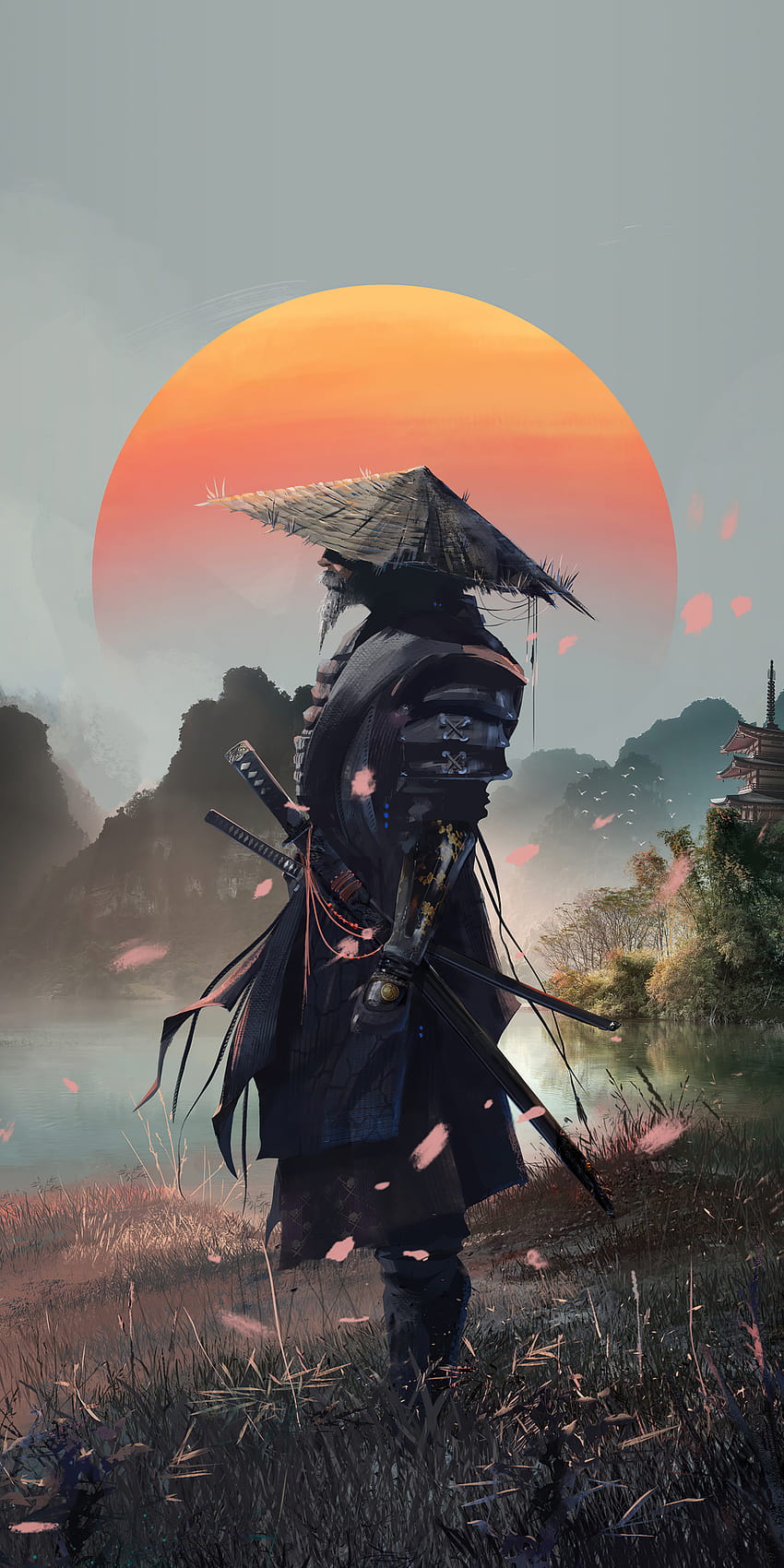 Einsamer Krieger Samurai HD-Handy-Hintergrundbild