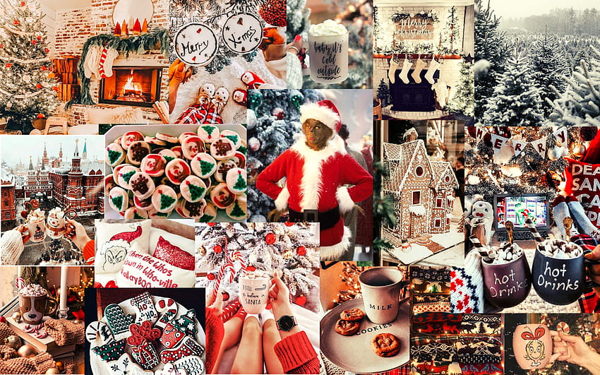 christmas laptop collage, collage christmas HD wallpaper
