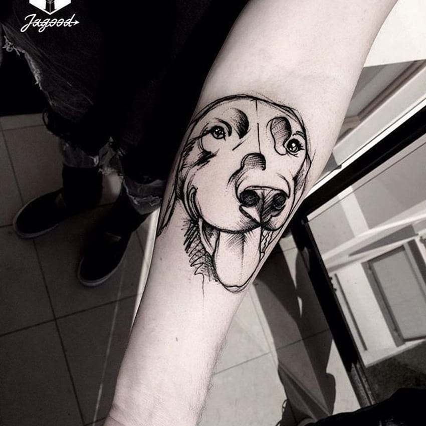 Black Labrador portrait by Val de Grijs at Dead Ahead Tattoo in Nashville  TN  rtattoos