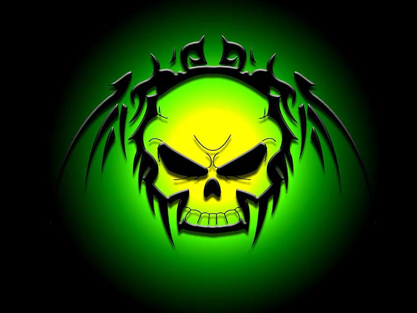 Cool Skulls Group, caveira e armas com fundo verde papel de parede HD