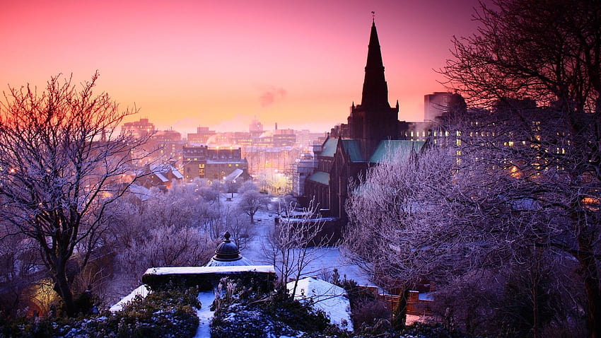 Прага през зимата, зимата в стария град HD тапет