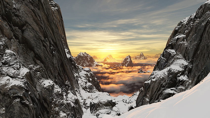 Montagna, neve roccia, alta quota, natura, neve di montagna Sfondo HD