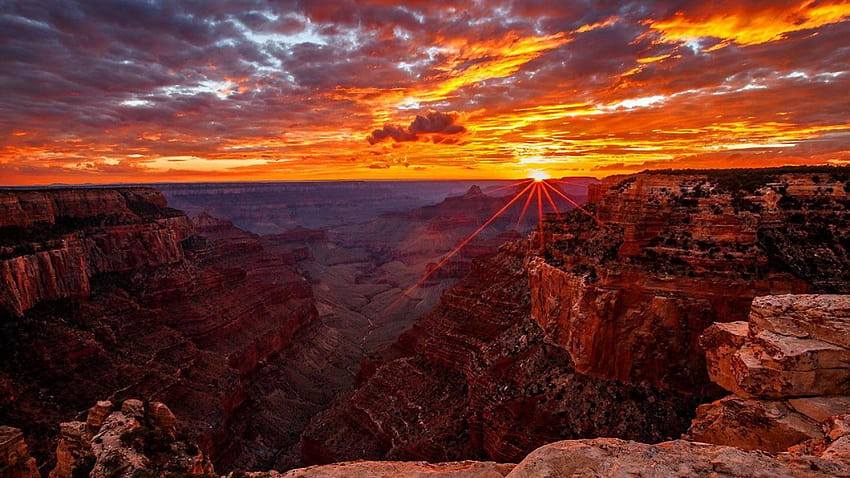Grand Canyon Sunrise пълен и фонове HD тапет