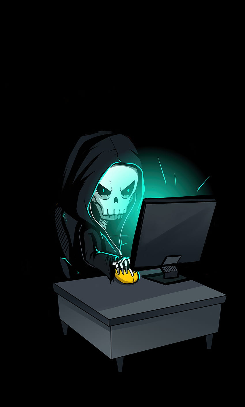 1280x2120 Skull Hacking Time iPhone , Hintergründe und Totenkopf-Cartoon HD-Handy-Hintergrundbild